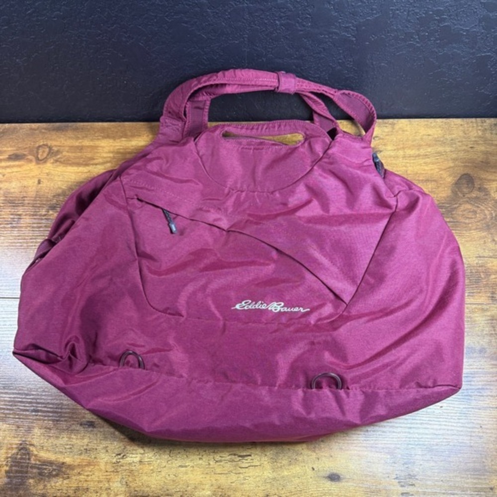 Eddie Bauer‎ Maroon Nylon Large Duffle Travel Gym Bag Womens OS
